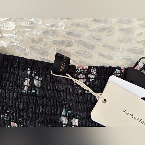 NWT** Commense Floral Black Midi Dress Y2K Ruched Peasant Milkmaid Large - Picture 7 of 7